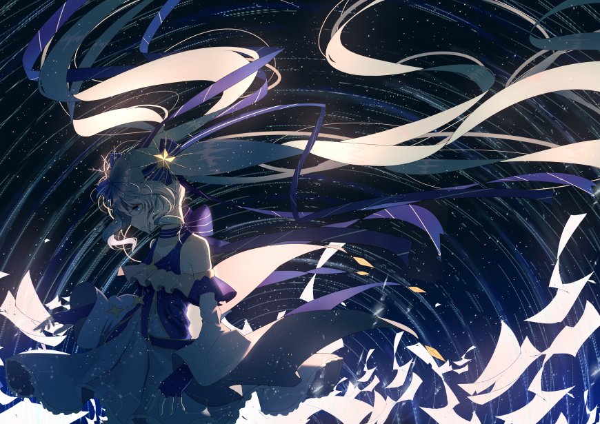 初音未来双马尾星空长裙二次元动漫电脑壁纸