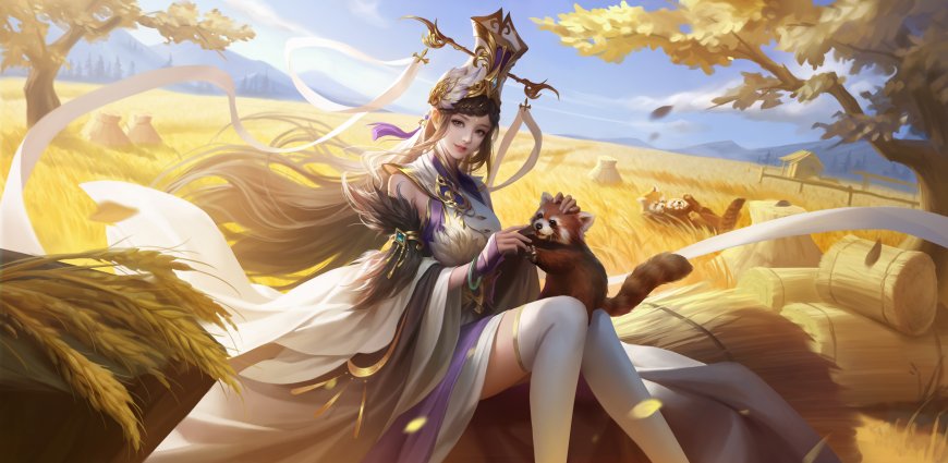 三国杀麦田红熊猫古装美女游戏电脑壁纸
