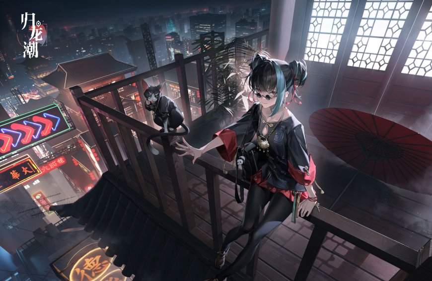 归龙潮夜城红袖少女游戏电脑壁纸
