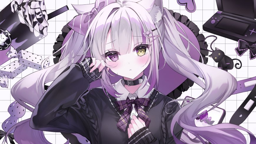 猫耳娘双马尾异色瞳少女二次元动漫电脑壁纸