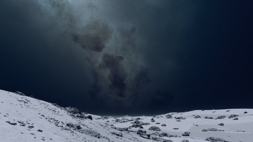 星空雪原地平线烟柱游戏电脑壁纸