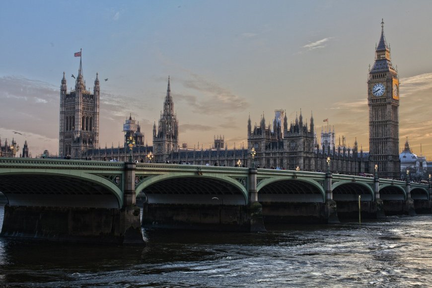英国伦敦威斯敏斯特宫大本钟泰晤士河黄昏风光城市摄影电脑壁纸