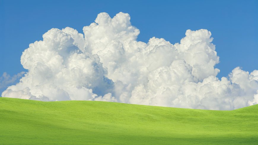 经典蓝天白云绿草坡清新自然风景电脑壁纸