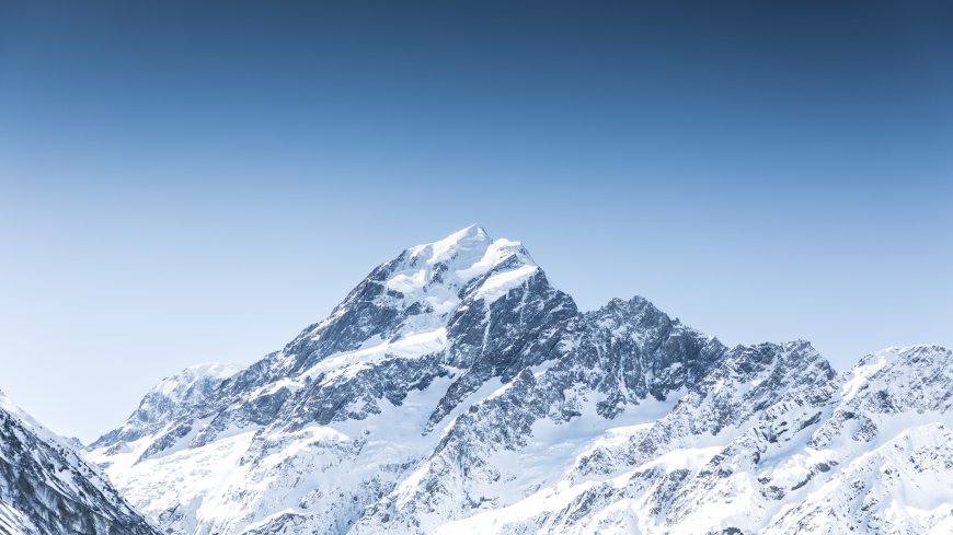 新西兰最高峰库克山冰雪世界纯净天空自然摄影风景电脑壁纸