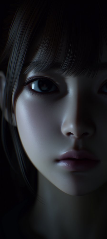 暗调美女侧脸特写唯美CG动漫人物手机壁纸