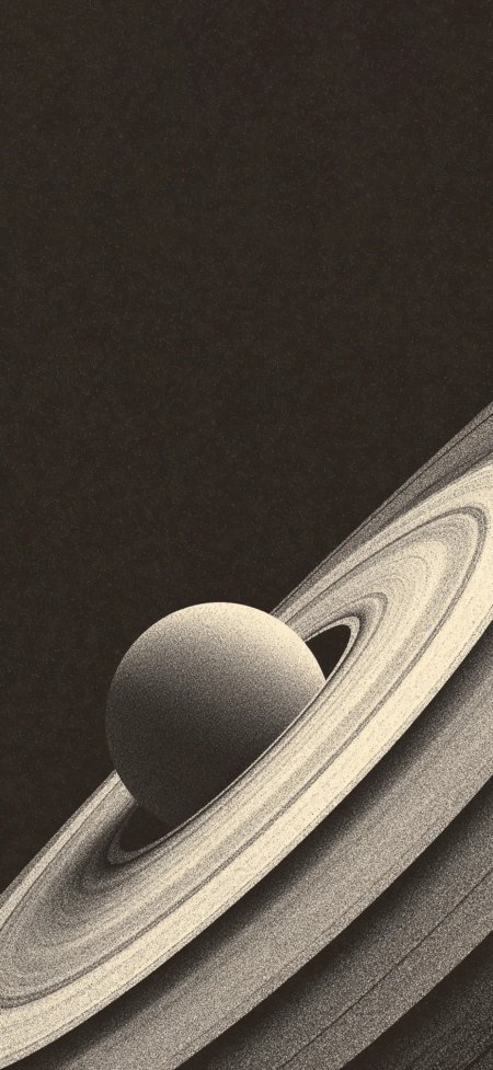 复古点绘土星环带暗空风景手机壁纸