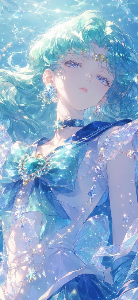 美少女战士海王星蓝发御姐动漫手机壁纸
