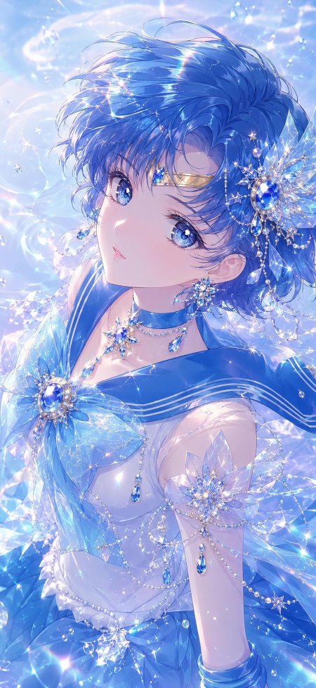 美少女战士水野亚美蓝发公主动漫手机壁纸