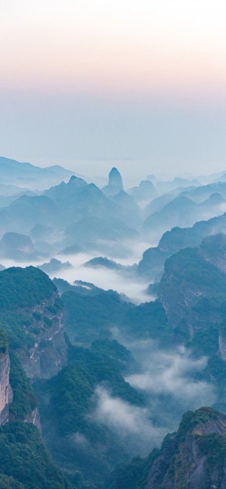 青山云海晨雾层峦唯美风景手机壁纸