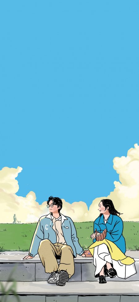 夏日蓝天情侣少年少女动漫手机壁纸