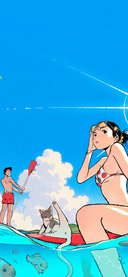 夏日海边草莓泳装少女动漫手机壁纸