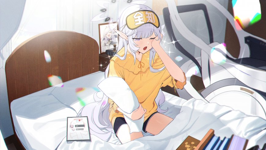 葬送的芙莉莲黄衣眼罩床上揉眼晨起动漫电脑壁纸