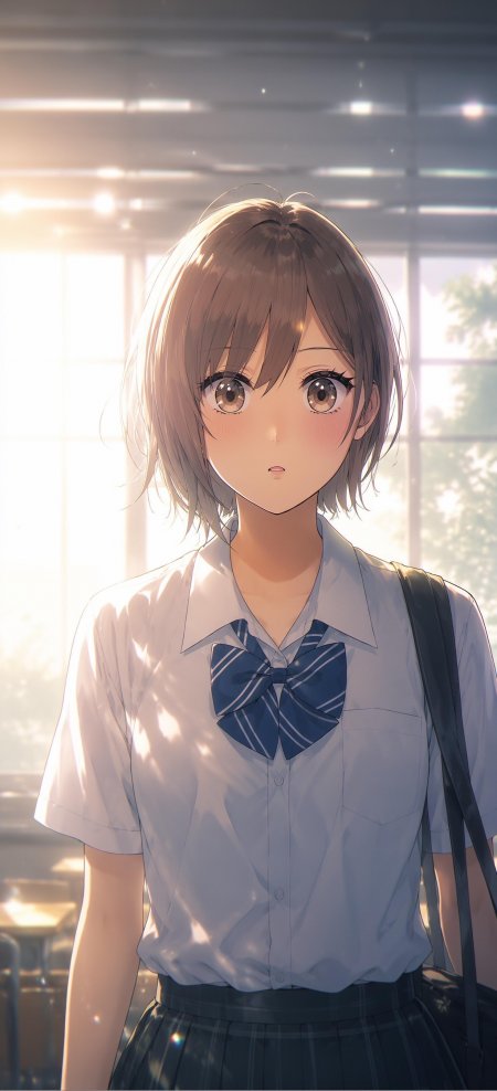 短发JK制服少女教室逆光清纯动漫手机壁纸