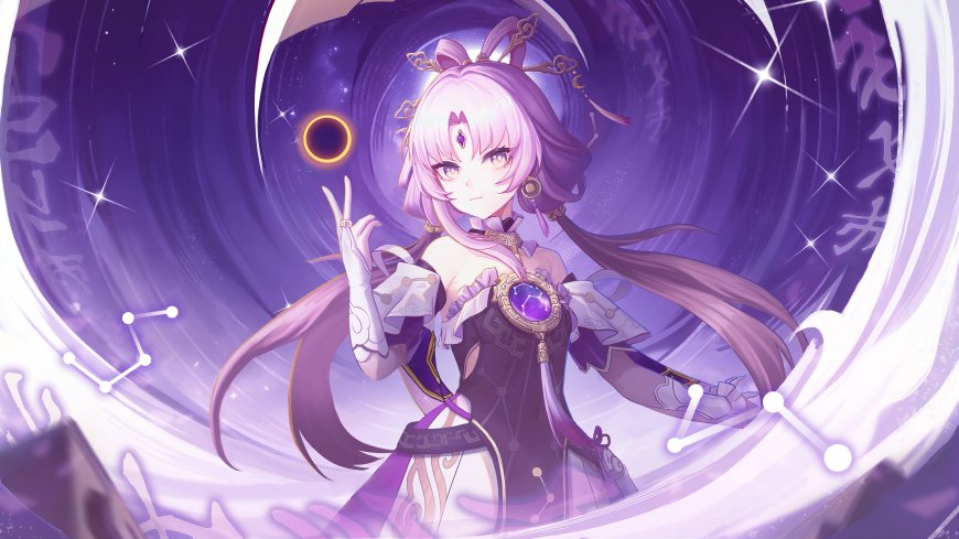 崩坏星穹铁道符玄紫衣法阵星空手势华丽二次元少女电脑壁纸