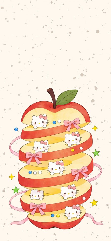 HelloKitty苹果切片蛋糕粉白可爱