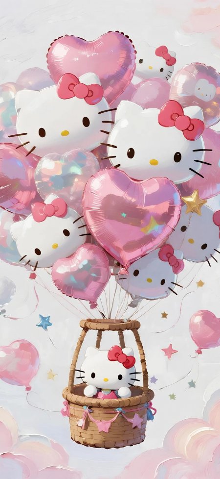 HelloKitty热气球粉色心形气球粉