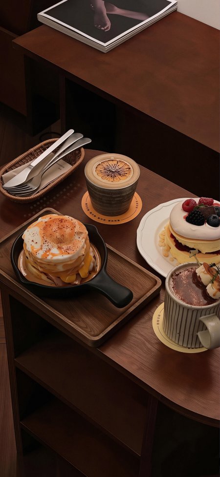 美食甜品咖啡甜点暖棕静物特写手机壁纸