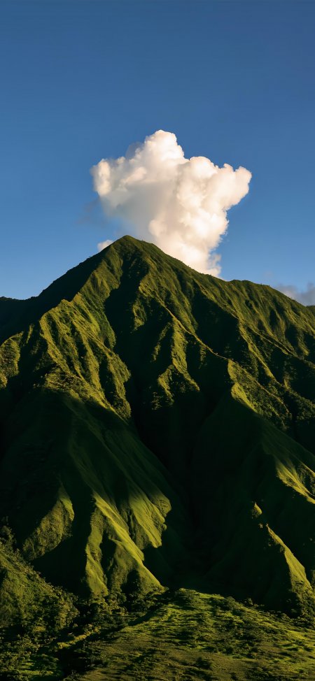 翠绿山峰云冠蓝天自然风景手机壁纸