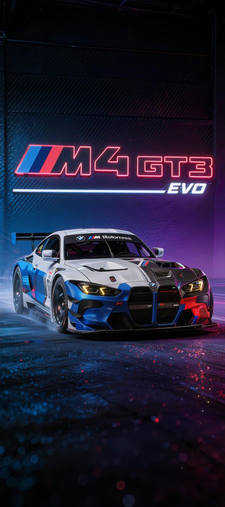 宝马M4GT3EVO赛车蓝红碳纤霓虹科幻
