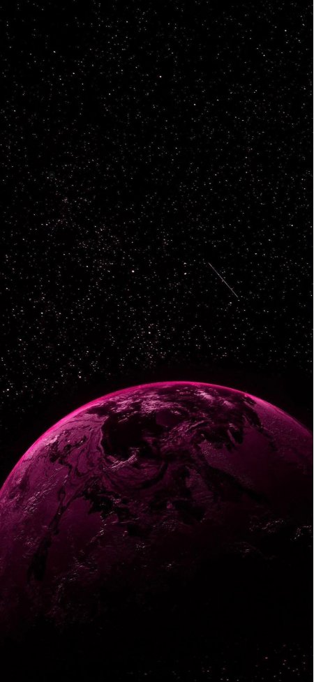 紫红色地球星海璀璨暗紫太空科幻手机壁纸