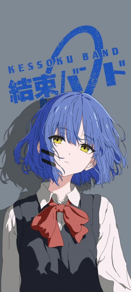 结束乐队山田凉蓝发黄眼少女灰蓝动漫手机壁