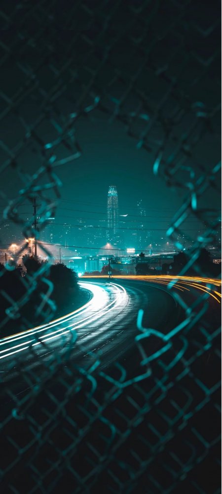 旧金山夜景车轨蓝绿城市建筑手机壁纸
