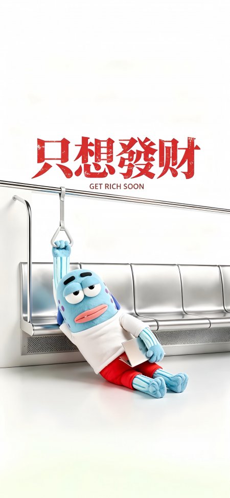 蓝鱼角色地铁坐姿懒散蓝白动漫手机壁纸