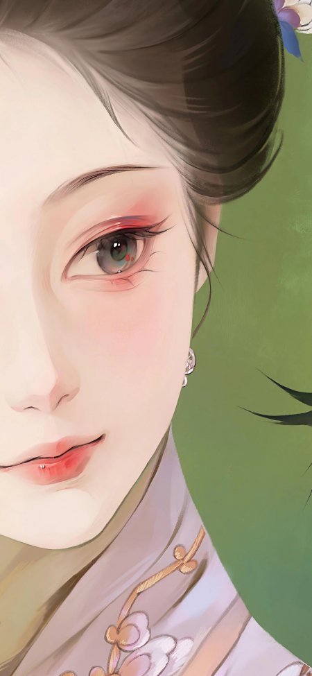 古风少女精致眼眸淡粉唯美绘画手机壁纸