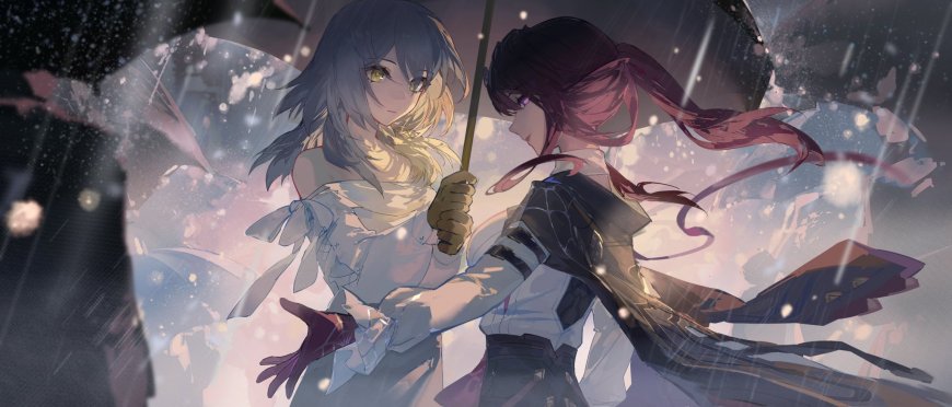 崩坏星穹铁道卡芙卡银狼雪夜共伞唯美同人插画手机壁纸