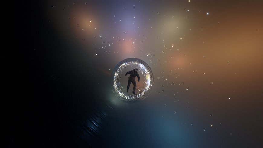 宇航员透明球体漂浮星云暗蓝太空科幻电脑壁