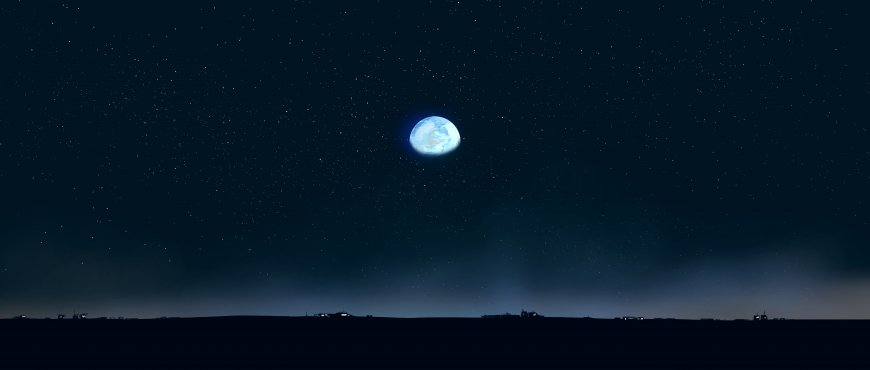 地球悬于星海夜空深蓝太空科幻电脑壁纸