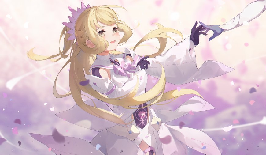 魔法少女金发紫饰粉紫唯美动漫电脑壁纸