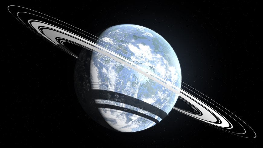 地球环绕环带蓝白太空科幻电脑壁纸