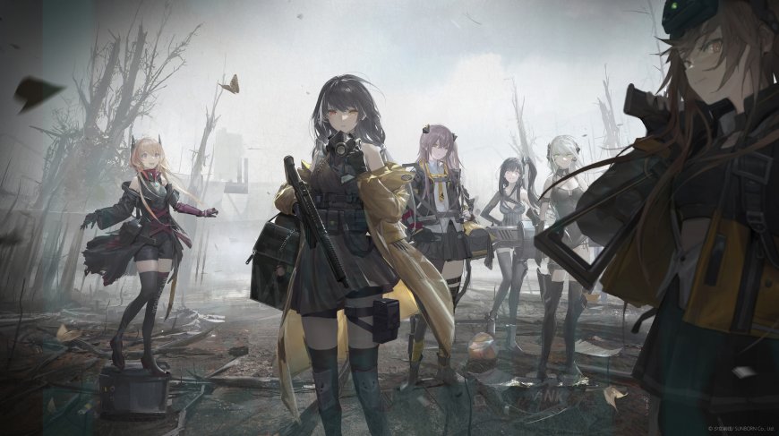 少女前线战术人形废墟战场持枪群像末日风游戏原画手机壁纸