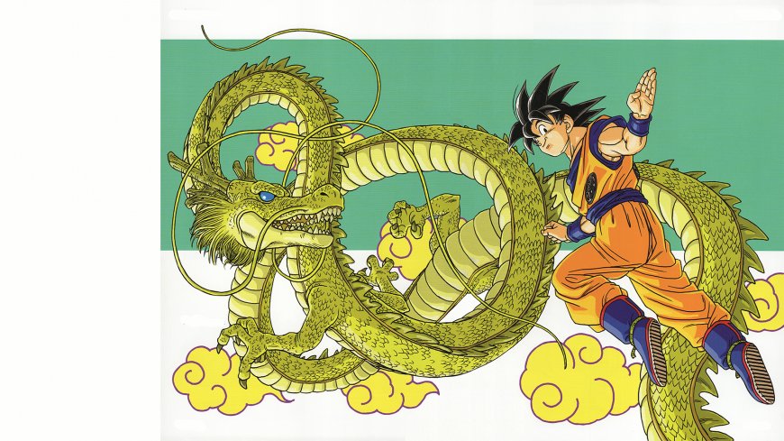 龙珠孙悟空与神龙同框黄绿动漫电脑壁纸