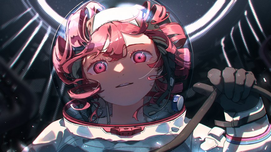 粉发少女宇航服红瞳科幻动漫电脑壁纸