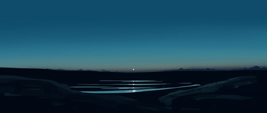 月夜湖面倒影深蓝风景电脑壁纸精选