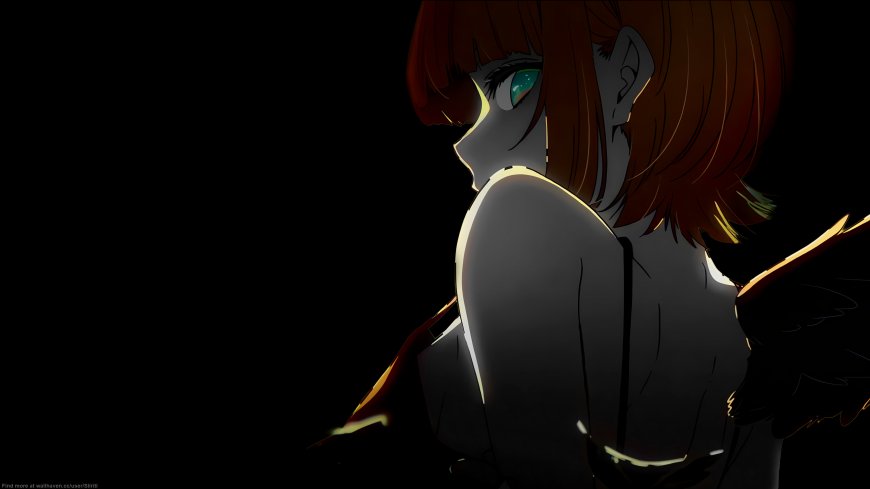 我推的孩子星野爱红发黑翼侧脸暗黑光影少女动漫手机壁纸