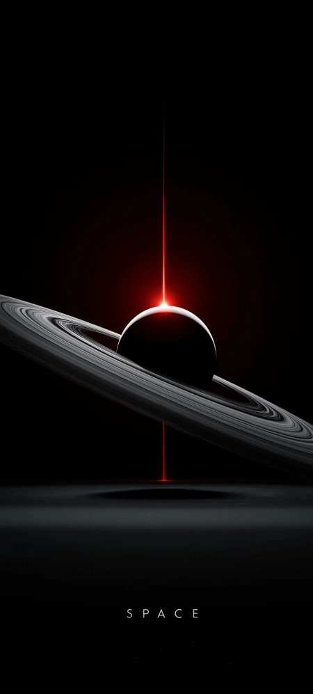 暗黑星环红光穿透太空科幻手机壁纸