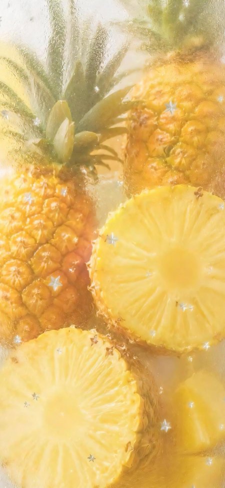 菠萝切片透光金黄清新水果植物手机壁纸