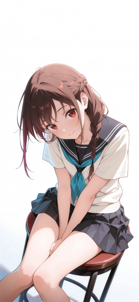 红发双马尾水手服少女浅笑粉白动漫手机壁纸