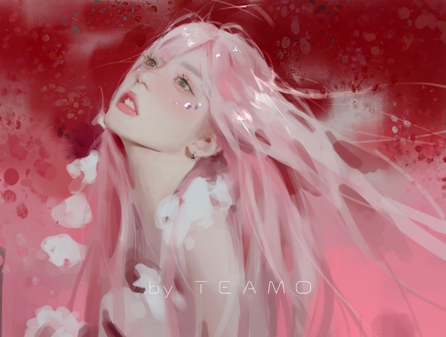 粉发少女仰望红晕梦幻动漫电脑壁纸