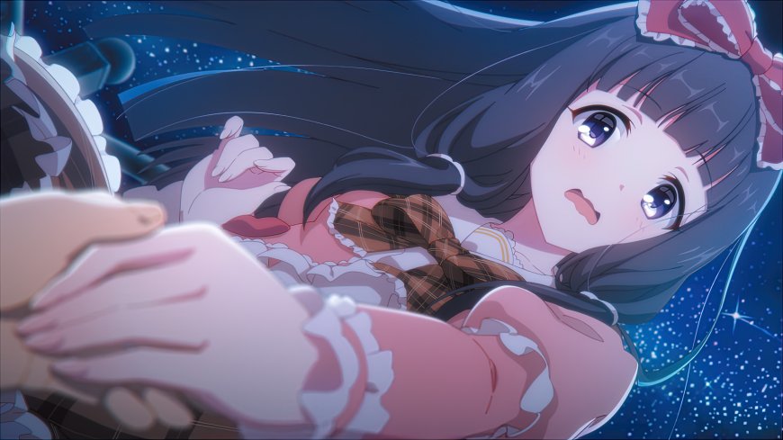 偶像少女星空下伸手特写唯美动漫电脑壁纸
