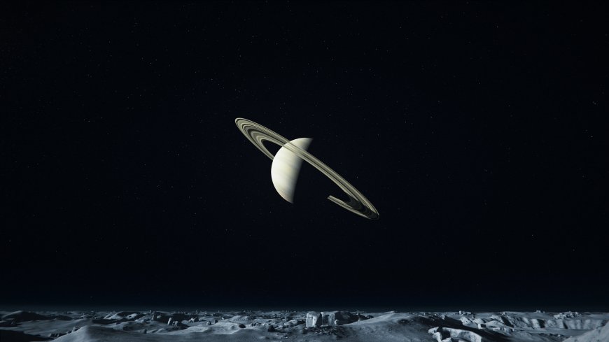 土星悬于星海暗蓝太空科幻电脑壁纸
