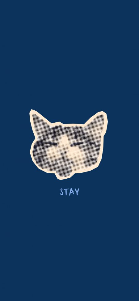 猫咪头像点阵风格深蓝创意手机壁纸