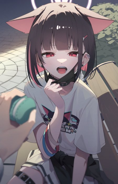 共山和纱 蔚蓝档案猫耳少女红瞳惊喜表情粉紫动漫手机壁纸