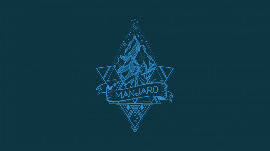 MANJARO山峰几何徽章蓝白创意电脑壁