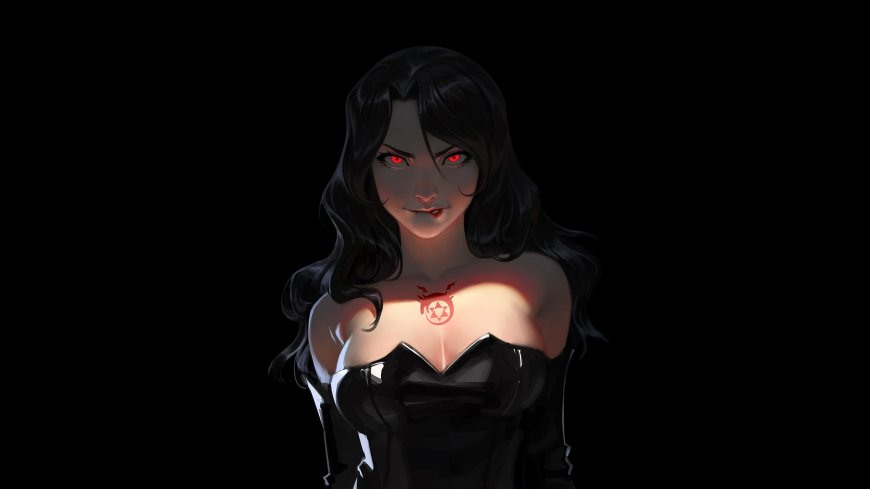 黑发红眼恶魔少女暗黑奇幻电脑壁纸