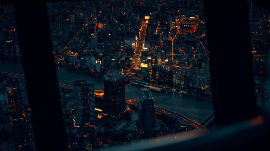 东京夜景灯火璀璨蓝橙城市建筑电脑壁纸