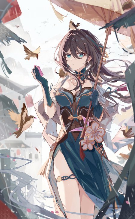 崩坏星穹铁道阮梅撑伞喂鸟古风温婉动漫手机壁纸